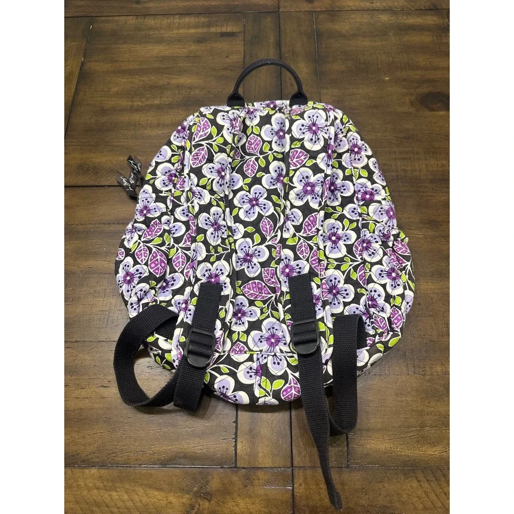 Vera Bradley Plum Crazy Small Backpack Bookbag Retired Purple Floral Cotton